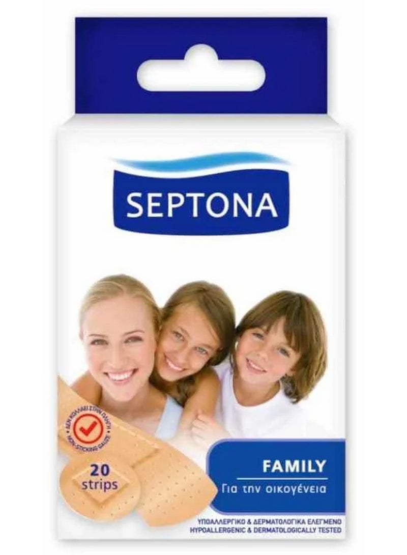 Family Band Aid Strip Non Stick Gauze Hypoallergenic & Dermatologically Tested 20 Pcs
